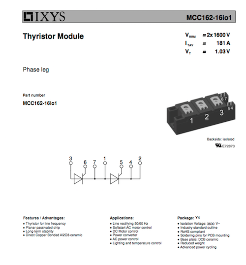 IXYS MCC162 16io1 Datasheet